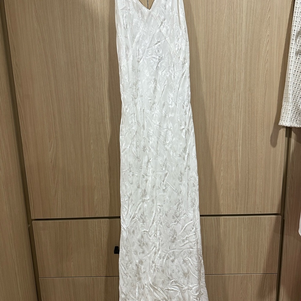 ZARA white satin floral dress